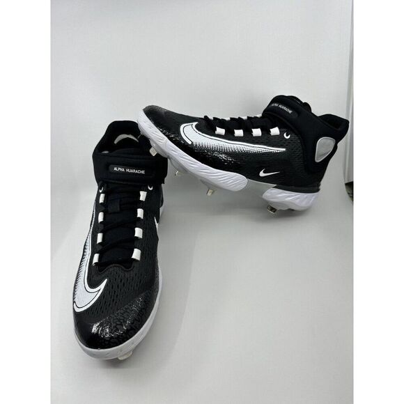 Nike Alpha Huarache Elite 4 Mid Baseball Cleats Black DJ6520-011 Men’s Size 12 - Picture 1 of 6